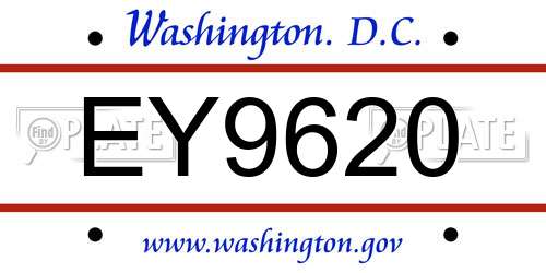 EY9620 District Of Columbia License Plate