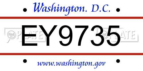 EY9735 District Of Columbia License Plate