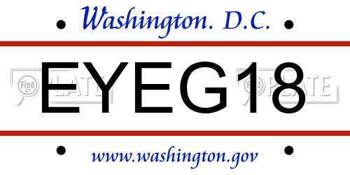 EYEG18 District Of Columbia License Plate