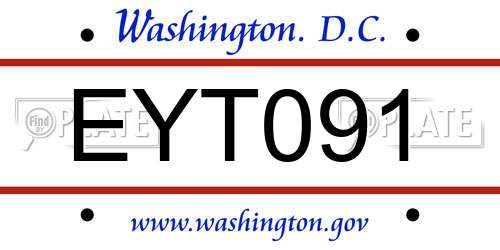 EYT091 District Of Columbia License Plate