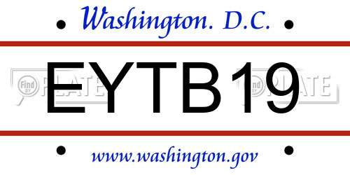EYTB19 District Of Columbia License Plate