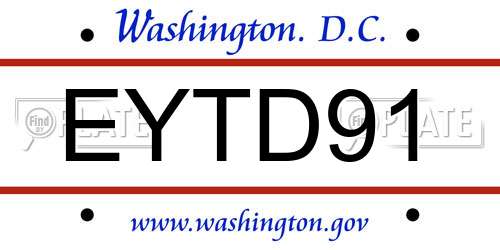 EYTD91 District Of Columbia License Plate