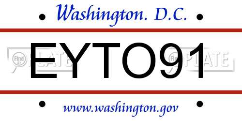 EYTO91 District Of Columbia License Plate