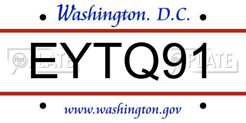 EYTQ91 District Of Columbia License Plate