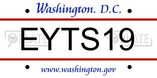 EYTS19 District Of Columbia License Plate