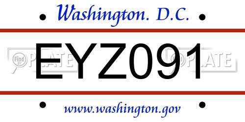 EYZ091 District Of Columbia License Plate