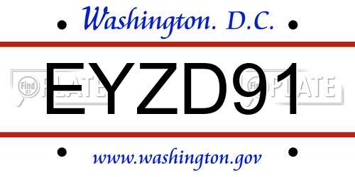 EYZD91 District Of Columbia License Plate