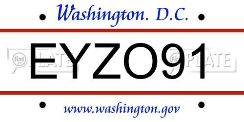 EYZO91 District Of Columbia License Plate
