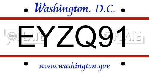EYZQ91 District Of Columbia License Plate