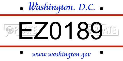 EZ0189 District Of Columbia License Plate