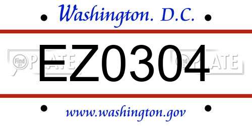 EZ0304 District Of Columbia License Plate