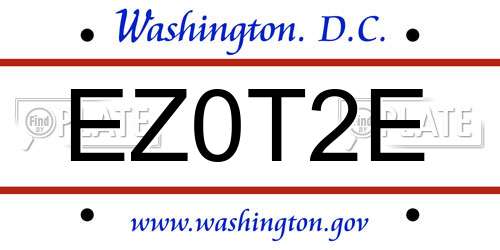 EZ0T2E District Of Columbia License Plate