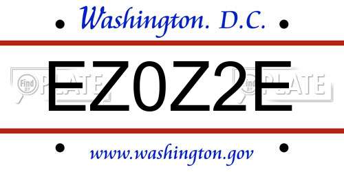 EZ0Z2E District Of Columbia License Plate