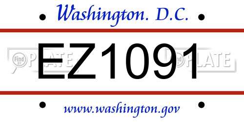 EZ1091 District Of Columbia License Plate