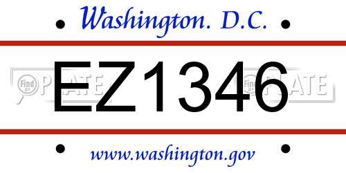 EZ1346 District Of Columbia License Plate