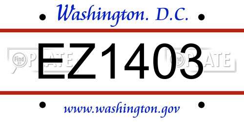 EZ1403 District Of Columbia License Plate