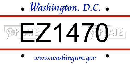 EZ1470 District Of Columbia License Plate
