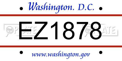 EZ1878 District Of Columbia License Plate