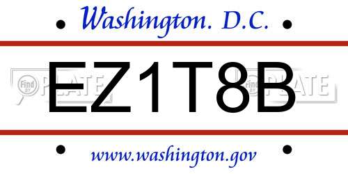 EZ1T8B District Of Columbia License Plate