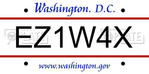 EZ1W4X District Of Columbia License Plate