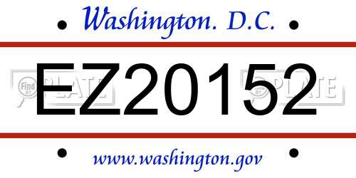 EZ20152 District Of Columbia License Plate