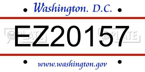 EZ20157 District Of Columbia License Plate