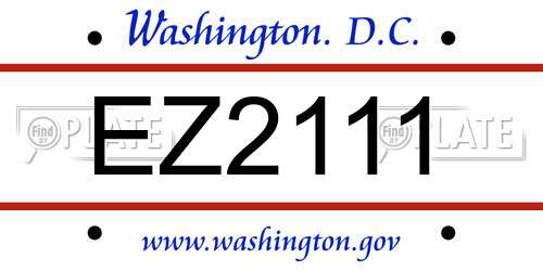 EZ2111 District Of Columbia License Plate