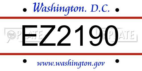 EZ2190 District Of Columbia License Plate