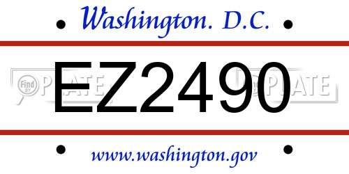 EZ2490 District Of Columbia License Plate