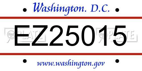 EZ25015 District Of Columbia License Plate