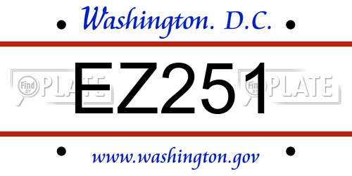 EZ251 District Of Columbia License Plate
