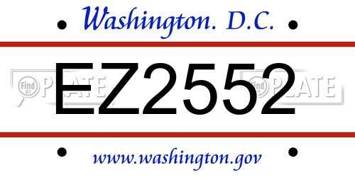 EZ2552 District Of Columbia License Plate