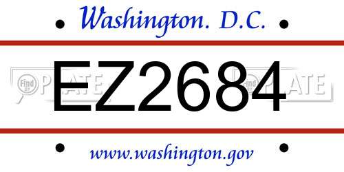 EZ2684 District Of Columbia License Plate