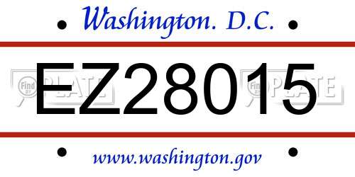 EZ28015 District Of Columbia License Plate