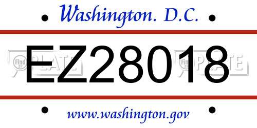 EZ28018 District Of Columbia License Plate