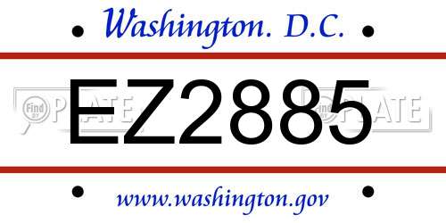 EZ2885 District Of Columbia License Plate