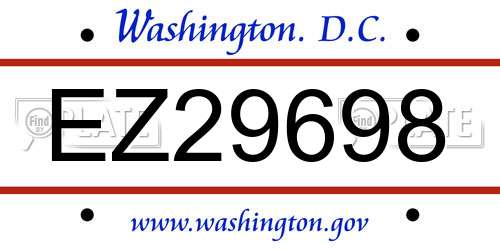 EZ29698 District Of Columbia License Plate