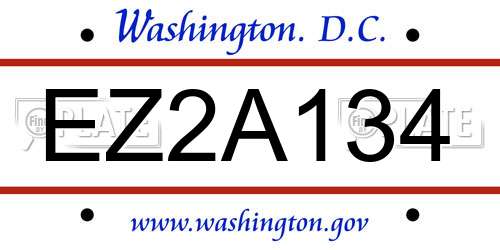 EZ2A134 District Of Columbia License Plate
