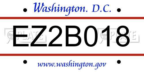 EZ2B018 District Of Columbia License Plate