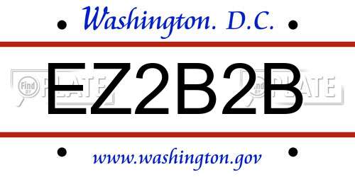 EZ2B2B District Of Columbia License Plate