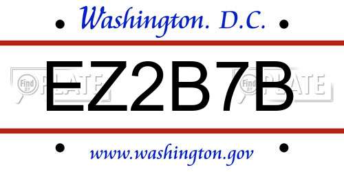 EZ2B7B District Of Columbia License Plate