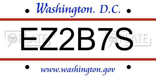 EZ2B7S District Of Columbia License Plate