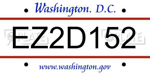 EZ2D152 District Of Columbia License Plate