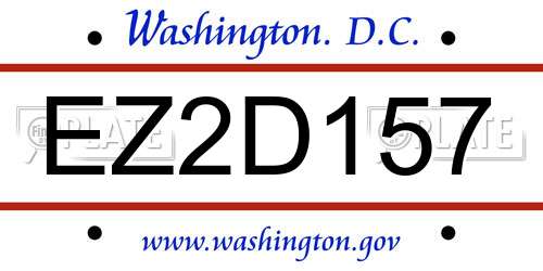 EZ2D157 District Of Columbia License Plate