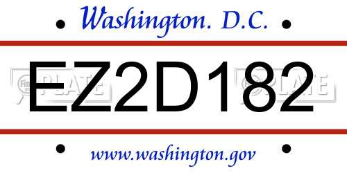 EZ2D182 District Of Columbia License Plate