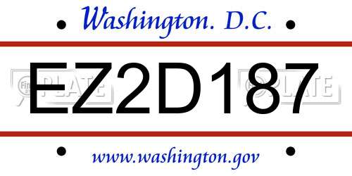 EZ2D187 District Of Columbia License Plate