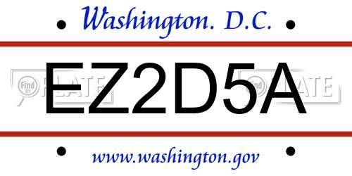 EZ2D5A District Of Columbia License Plate