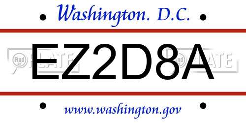 EZ2D8A District Of Columbia License Plate