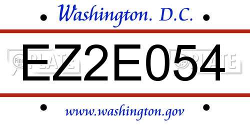 EZ2E054 District Of Columbia License Plate
