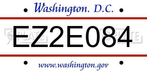 EZ2E084 District Of Columbia License Plate